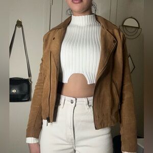 Faux suede biker jacket